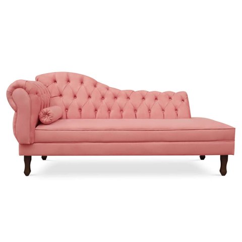 Divã Recamier Namoradeira Larissa 160cm com Capitonê - Direita Suede: Rosa