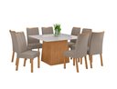 Ver imagem 1 de Conjunto Sala de Jantar Mesa Nevada 130 Tampo Vidro Off White com 8 Cadeiras Apogeu - Lopas Amendoa