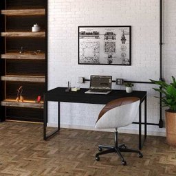 Mesa para Escritório Diretor Estilo Industrial 1,50x0,60 com 2 Gavetas Preto Onix - 7