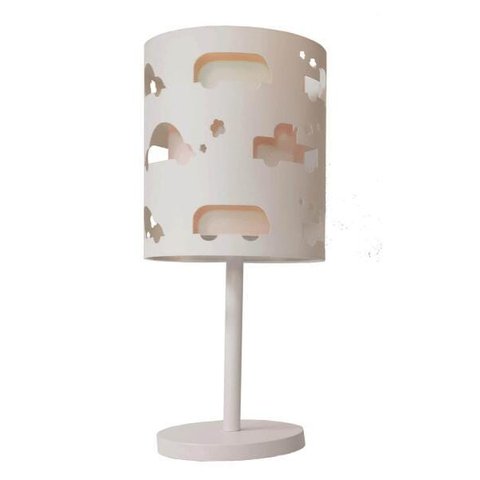 Abajur Infantil Carrinhos Base Branca 20x41 Crú
