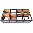 Ver imagem 4 de Nicho de Parede Modelo Industrial - 5 Nichos e 3 Prateleiras - Ferro em Preto e Madeira em Stain Imb