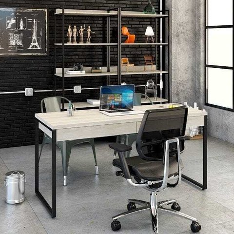 Mesa para Escritório Diretor Estilo Industrial 1,50x0,60 com 2 Gavetas Snow