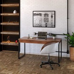 Mesa para Escritório Diretor Estilo Industrial 1,50x0,60 com 2 Gavetas Nogal - 6
