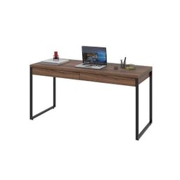 Mesa para Escritório Diretor Estilo Industrial 1,50x0,60 com 2 Gavetas Nogal - 2