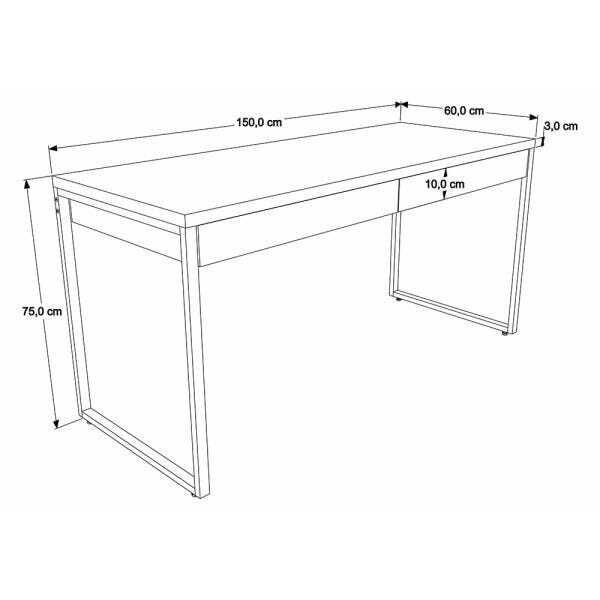 Mesa para Escritório Diretor Estilo Industrial 1,50x0,60 com 2 Gavetas Nogal - 4