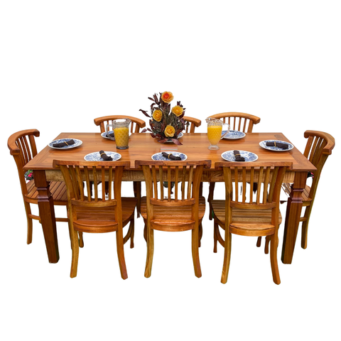 Mesa Madeira de Demolição 2m X 90cm com 8 Cadeiras Leque Sudeste Rústico