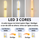 Ver imagem 6 de Luminária Arandela 80cm Parede 24 Watts Barra Led Tubo 3 Cores Multitemperatura Gimpo Ab80:dourado
