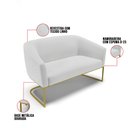 Ver imagem 4 de Sofá Namoradeira 2 Lugares Base Industrial Dourado Stella Linho Cinza A05 D03 - D'Rossi