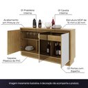 Ver imagem 3 de Buffet Aparador Balcão Sala de Jantar com Espelho nas Portas BB2609 MDP Natural - Gran Belo