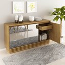 Ver imagem 6 de Buffet Aparador Balcão Sala de Jantar com Espelho nas Portas BB2609 MDP Natural - Gran Belo