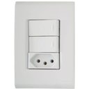 Ver imagem 1 de Conjunto Liz Branco 4x2 com 2 Interruptores Paralelos de 10 Ampères e 250 Volts + 1 Tomada 2p+t de 2