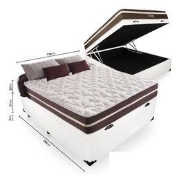Box com Baú casal + colchão de molas superlastic casal - Anjos 138x188x64:branco - 2