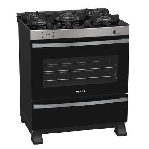 FOGAO 5 BOCAS VENAX MAXI VITREO INOX GAS GLP