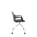 Ver imagem 2 de Cadeira Plaxmetal Vesper Preta Giratória Dialogo Base Cromada com Assento Estofado Vinil T19 Preto