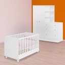 Ver imagem 1 de Conjunto Berço Mini Cama e Guarda Roupa C/ Cômoda Branco