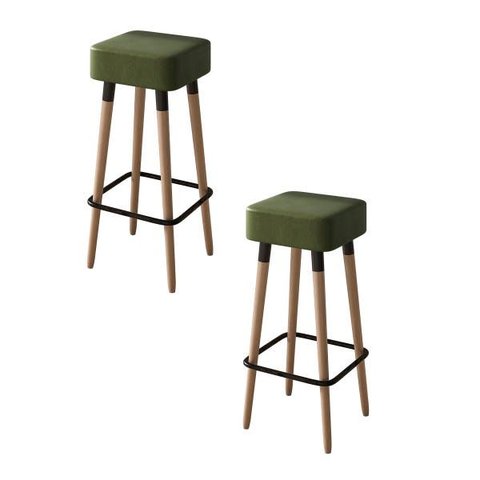 Kit com 2 Banqueta Alta 70cm Dubai Couríssimo Verde Salaone