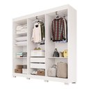 Ver imagem 3 de Guarda-Roupa Casal Malta 6 Portas 2 Gavetas com Pés Branco - Pnr Móveis