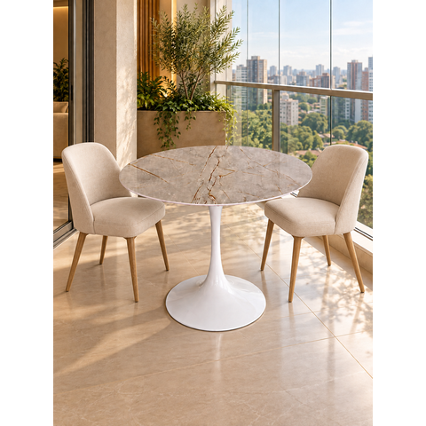 Mesa de Apoio  Saarinen Redonda 60 cm - 2 Lugares