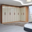 Ver imagem 1 de Guarda-roupa Casal Modulado Odisseia 11 Portas 4 Gavetas Cinamomo/off White - Panorama Móveis