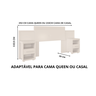 Cabeceira com Mesa de Cabeceira Dinamarca Casal e Queen Ajustável: Branco - 3