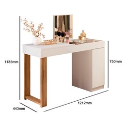 Escrivaninha Penteadeira Camarim Mesa de Maquiagem com Espelho Love Branco/cinamomo Mel - Mabe Magaz - 7