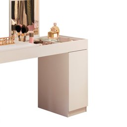 Escrivaninha Penteadeira Camarim Mesa de Maquiagem com Espelho Love Branco/cinamomo Mel - Mabe Magaz - 4