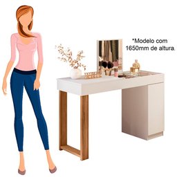 Escrivaninha Penteadeira Camarim Mesa de Maquiagem com Espelho Love Branco/cinamomo Mel - Mabe Magaz - 6