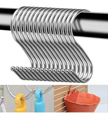 Kit 10 Ganchos Tipo S Aço Inox Utensílios Barra Suporte Cozinha - 5