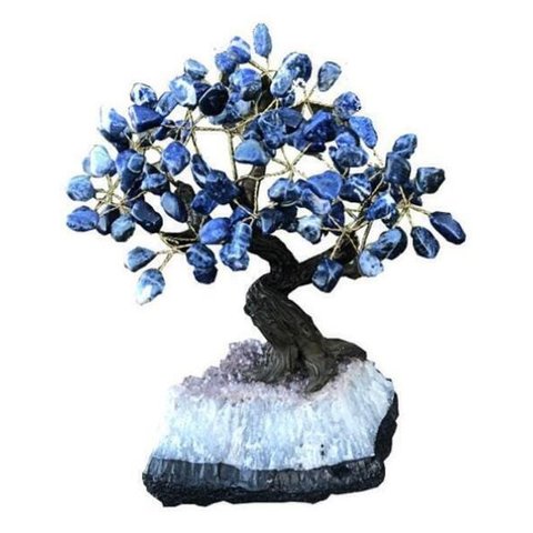 Árvore 24 Galhos e 120 Pedras - Sodalita - Altura 18 Cm