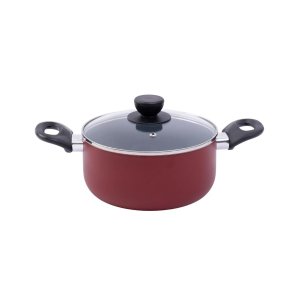 Panela caçarola antiaderente de alumínio com tampa de vidro 20cm - Oikos