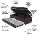 Ver imagem 5 de Bicama Box Baú Solteiro com Colchão Gransleep Ecoflex Molas Verticoil Courino Linho Marrom 88x188