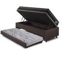 Ver imagem 4 de Bicama Box Baú Solteiro com Colchão Gransleep Ecoflex Molas Verticoil Courino Linho Marrom 88x188