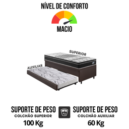 Bicama Box Baú Solteiro com Colchão Gransleep Ecoflex Molas Verticoil Courino Linho Marrom 88x188 - 7