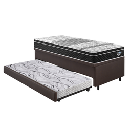 Bicama Box Baú Solteiro com Colchão Gransleep Ecoflex Molas Verticoil Courino Linho Marrom 88x188 - 9