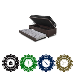 Bicama Box Baú Solteiro com Colchão Gransleep Ecoflex Molas Verticoil Courino Linho Marrom 88x188 - 6