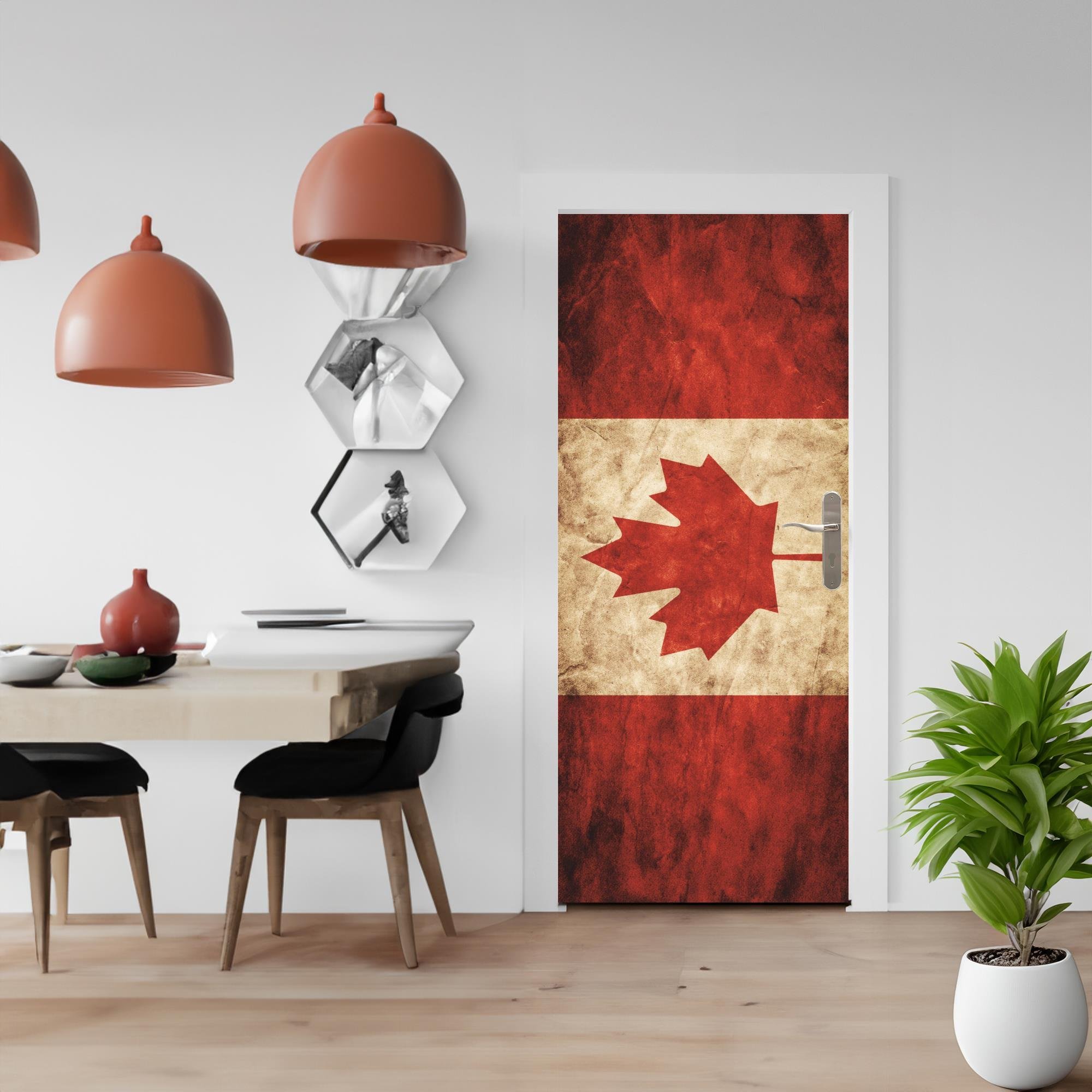 Adesivo Decorativo Porta Bandeira País Canadá Estilizada - 4