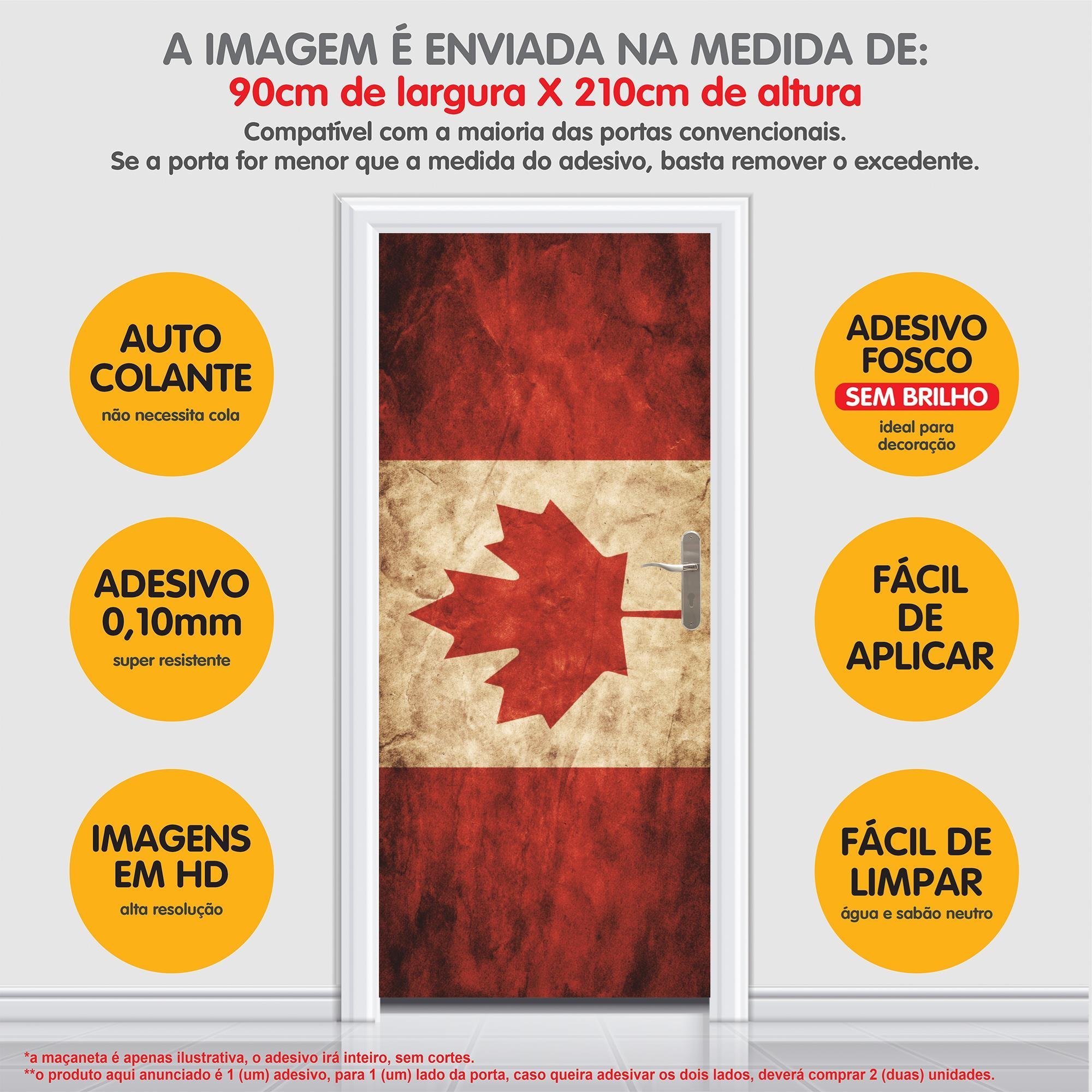 Adesivo Decorativo Porta Bandeira País Canadá Estilizada - 5