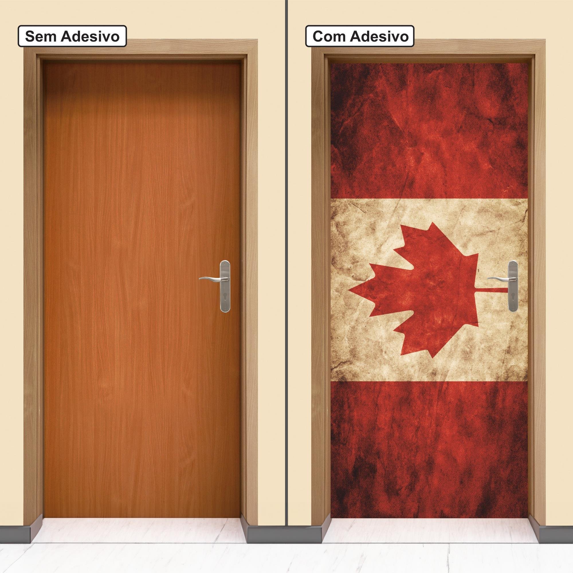 Adesivo Decorativo Porta Bandeira País Canadá Estilizada - 2