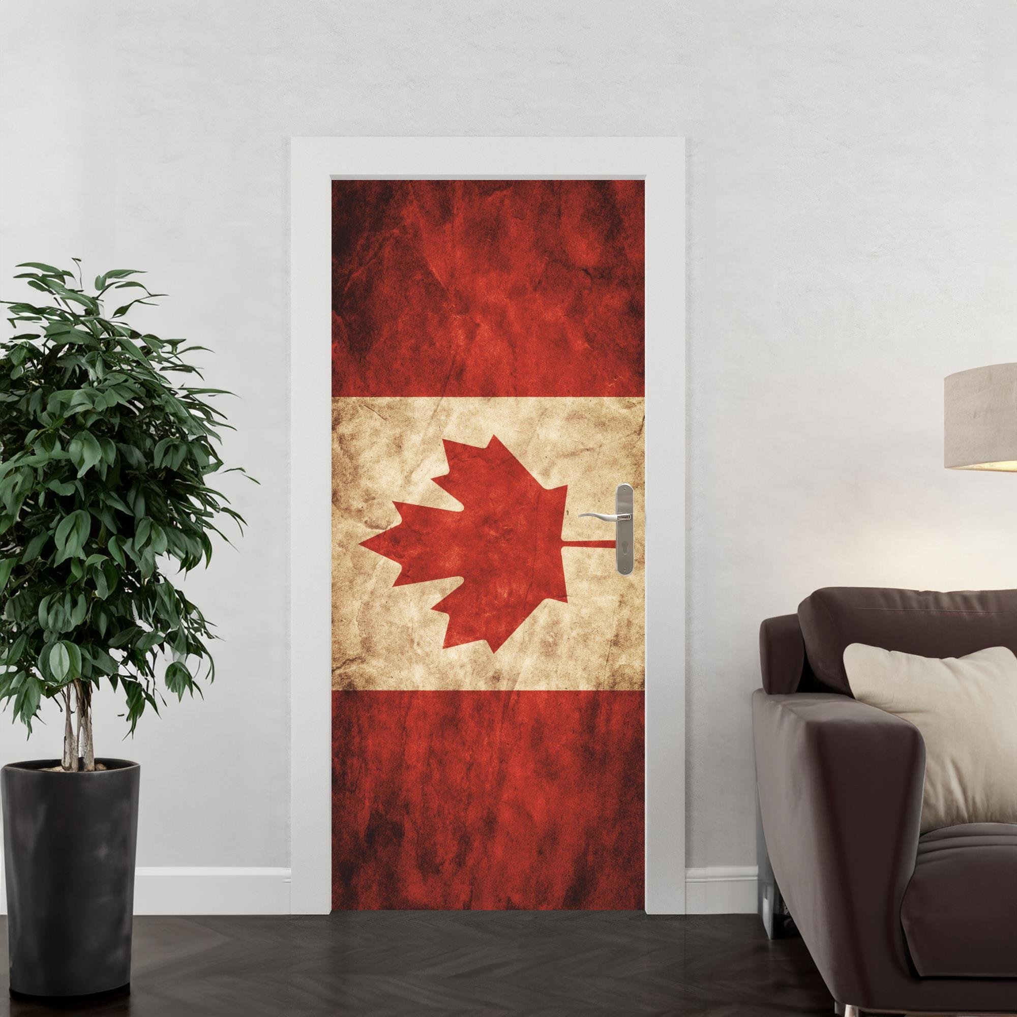 Adesivo Decorativo Porta Bandeira País Canadá Estilizada - 3