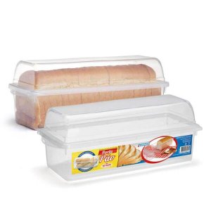 Porta Pao Forma Frances Biscoitos com Tampa Transparente Cor:branco