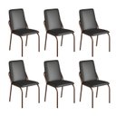 Ver imagem 1 de Kit 6 Cadeiras para Sala de Jantar Malibu Preto/Liso/Marrom