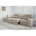 Ver imagem 1 de Sofá Retrátil e Reclinável com 2,50m de Largura em Tecido Suede:bege