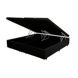 Base Cama Box Baú Bipartido King Sintético Preto 42x193x203 Rc Sono Leve - 1