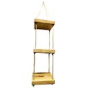 Ver imagem 2 de Prateleira Quadrada Tripla de Madeira com Sisal - Cor Mel (24x24x4cm)