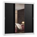 Ver imagem 2 de Guarda-Roupa Casal Madesa Mônaco 3 Portas de Correr com Espelho Branco/Preto Cor:Branco/Preto