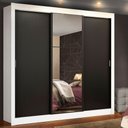 Ver imagem 1 de Guarda-Roupa Casal Madesa Mônaco 3 Portas de Correr com Espelho Branco/Preto Cor:Branco/Preto