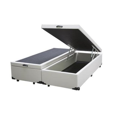 Base Cama Box Baú Casal Bipartido Sintético Branco Rc Sono Leve 42x138x188