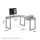Ver imagem 2 de Mesa Home Office Escrivaninha L Shine Cinza com Gaveteiro
