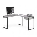 Ver imagem 3 de Mesa Home Office Escrivaninha L Shine Cinza com Gaveteiro