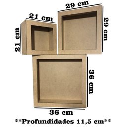 Kit 3 Nichos Madeira MDF Crú - Nicho Quarto Sala - 2